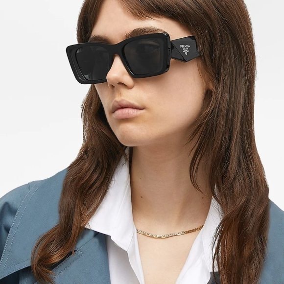 NEW PR08YSF PRADA PR08YS 1AB5S0 WOMEN’S SUNGLASSES PRADA PR08YS BLACK SPR 08Y - Picture 1 of 12